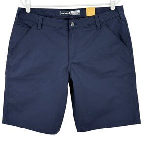 NWT Carhartt Women's Rugged Flex Outdoor Blue Canvas Work Shorts Sz 14 Inseam 10